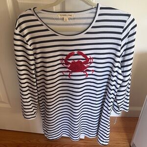 Striped Top with Red Crab Design